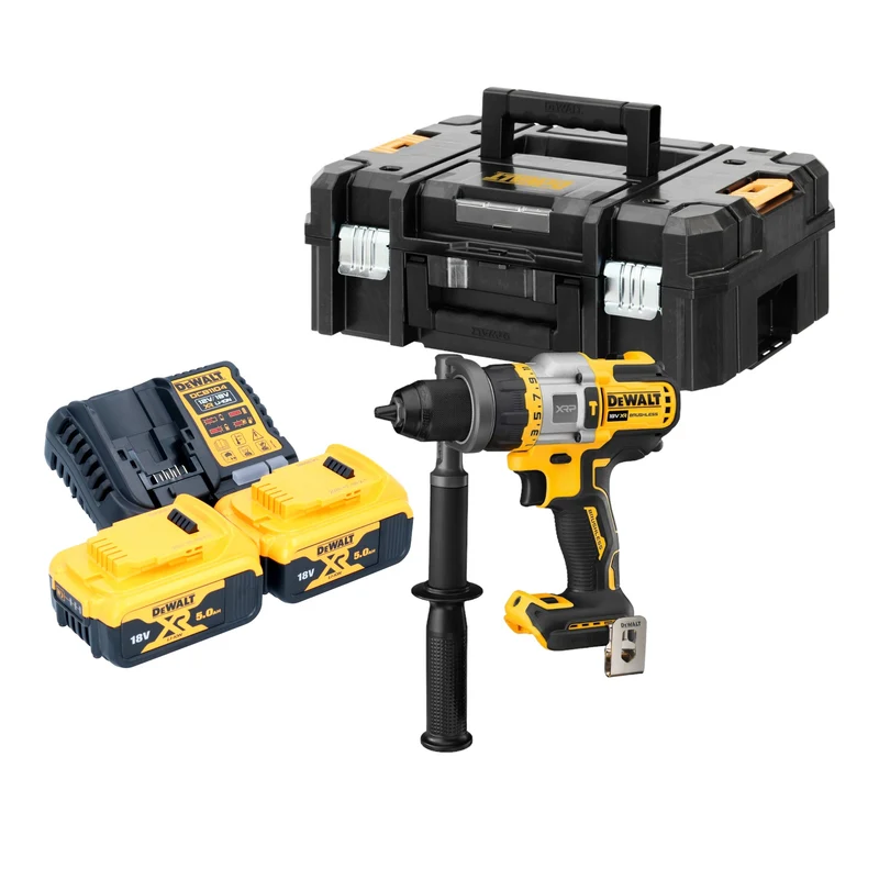 Perceuse à percussion sans fil DeWalt DCD 999 P2T 18 V 95 Nm sans balais + 2 batteries 5,0 Ah + chargeur + TSTAK