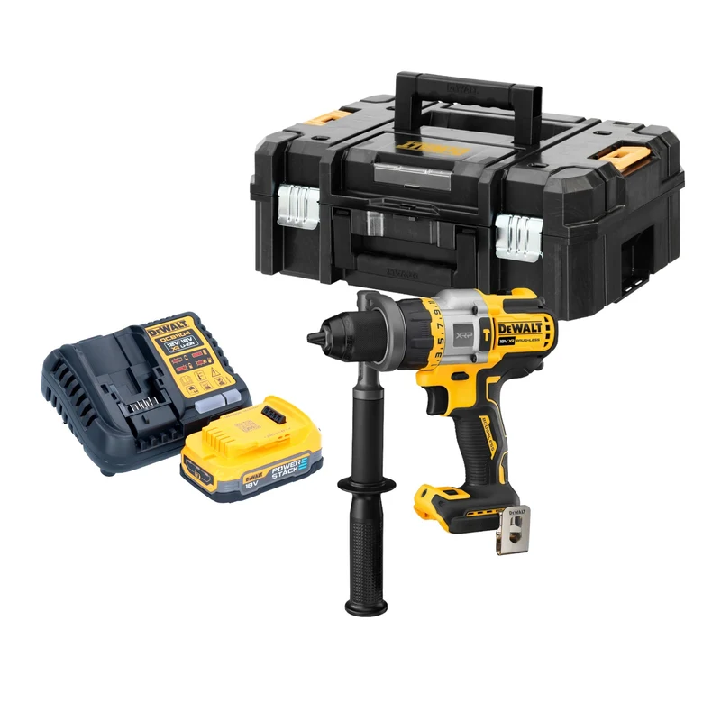 Perceuse à percussion sans fil DeWalt DCD 999 E1T 18 V 95 Nm sans balais + 1 batterie Powerstack 1,7 Ah + chargeur + TSTAK