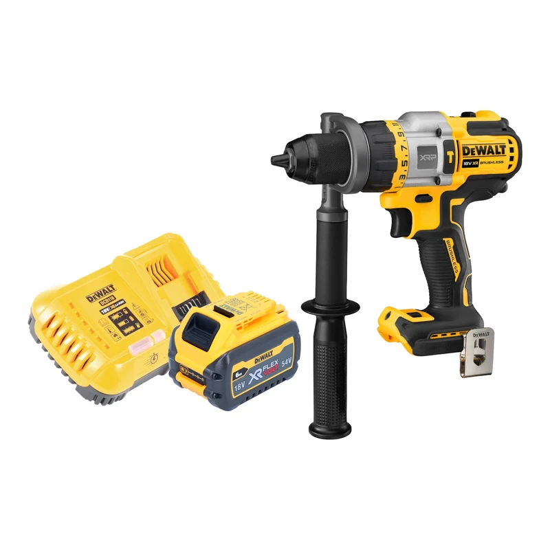 DeWalt DCD 999 T1 Perceuse-visseuse à percussion sans fil 18 V 95 Nm Brushless + 1x batterie 6,0 Ah + chargeur
