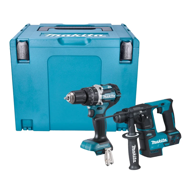 Makita DLX 2278 ZJ Kit combiné batterie + perceuse-visseuse à percussion 54 Nm DHP 484 + marteau perforateur 1,2 J DHR 171 + Makpac - sans batterie, sans chargeur