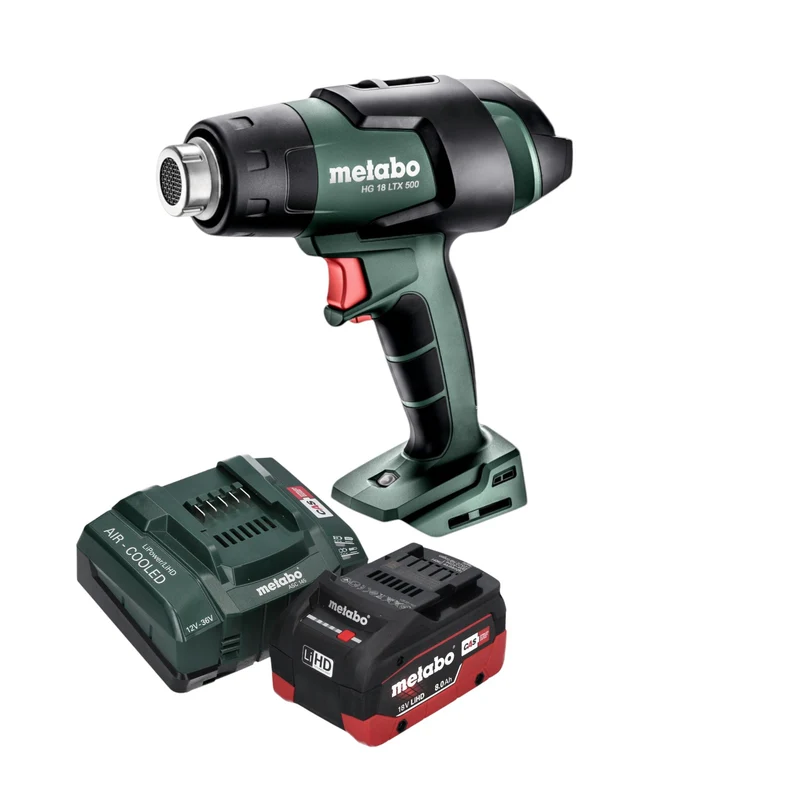 Metabo HG 18 LTX 500 Bloc batterie 18 V 300 / 500 C + 1x batterie LiHD 8,0 Ah + chargeur