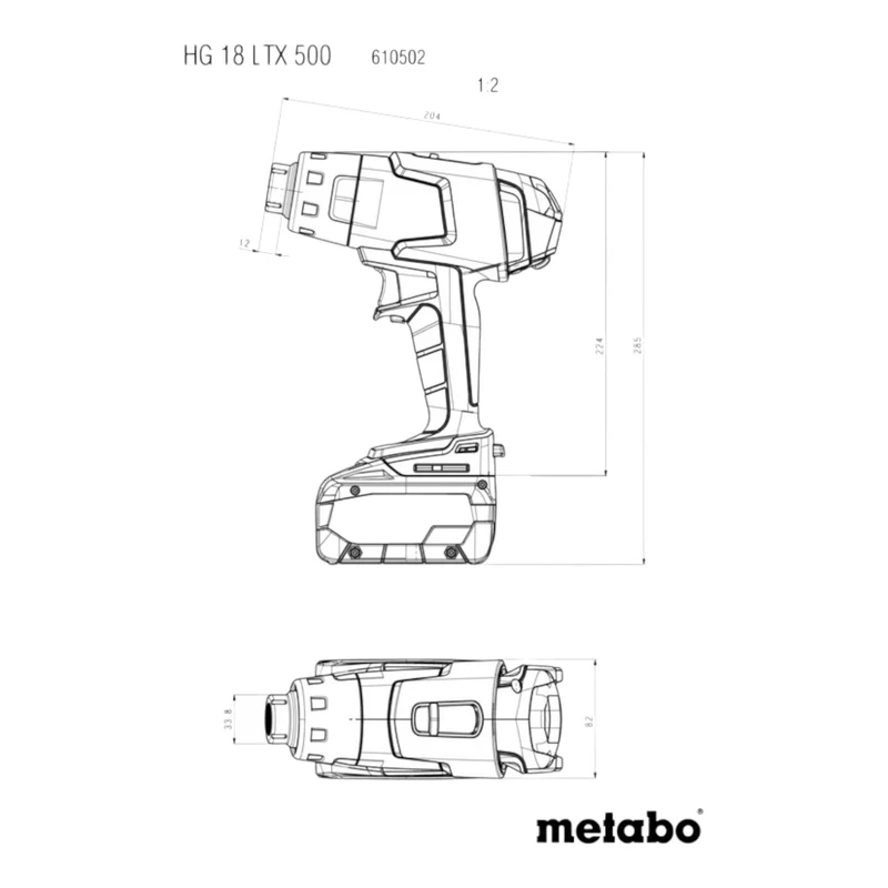 Metabo HG 18 LTX 500 Bloc de batteries 18 V 300 / 500 C + 1x batterie LiHD 8,0 Ah - sans chargeur