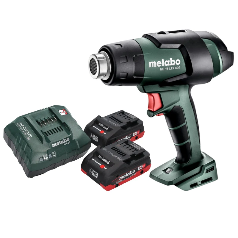 Metabo HG 18 LTX 500 Bloc batterie 18 V 300 / 500 C + 2x batterie LiHD 4,0 Ah + chargeur