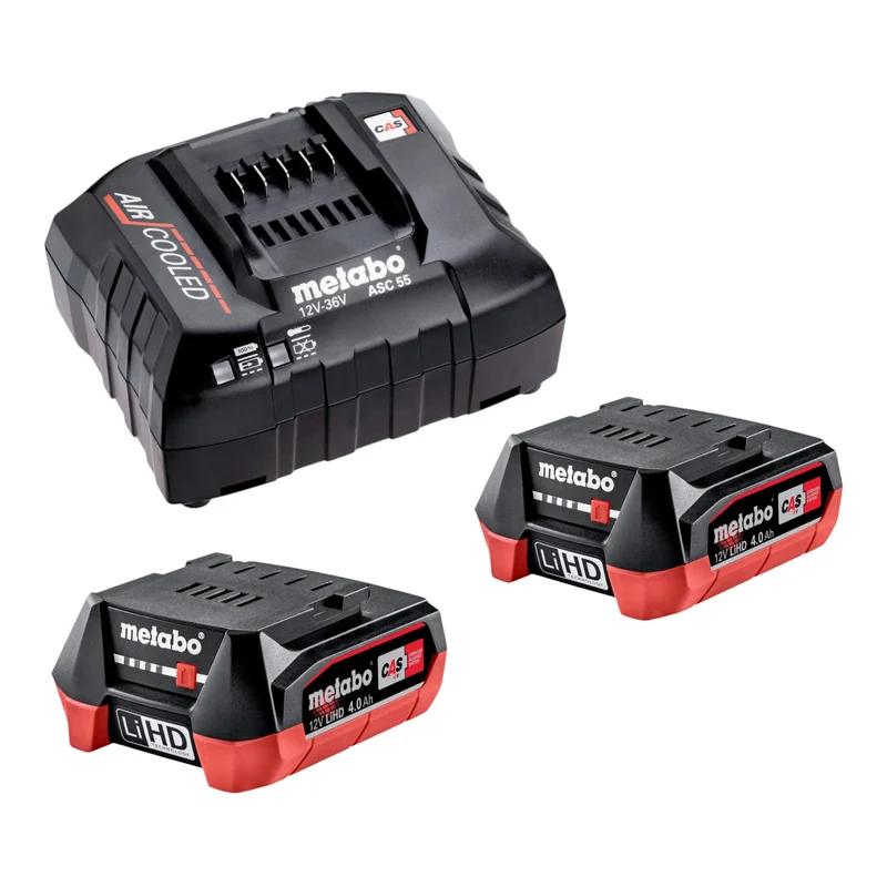 Metabo Set de base 2x pack de batteries LiHD 12 V 4,0 Ah + chargeur ASC 55 ( 685301000 )