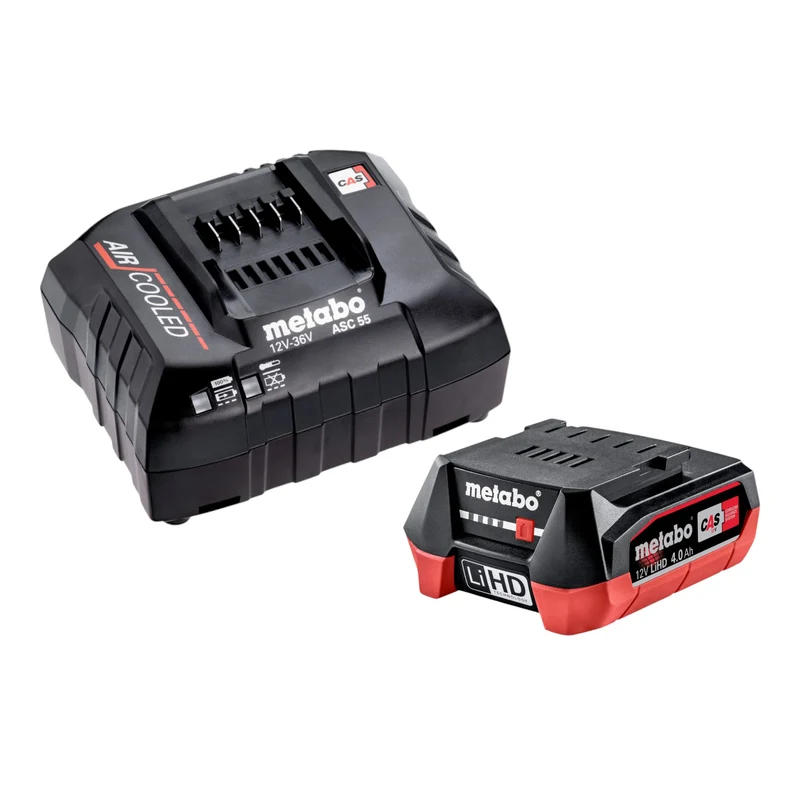 Metabo Set de base 1x bloc batterie LiHD 12 V 4,0 Ah ( 625349000 ) + chargeur ASC 55 ( 627044000 )
