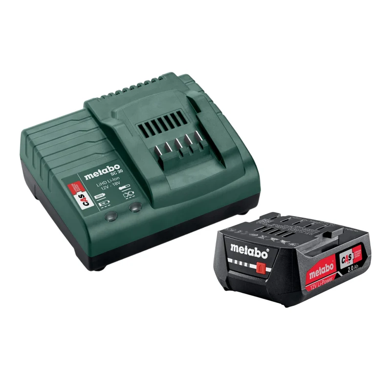 Metabo Set de base 12 V 1x bloc batterie Li-Power 2,0 Ah ( 625406000 ) + chargeur SC 30 ( 316067840 )