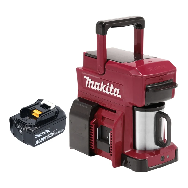 Makita DCM 501 FAR Cafetière sans fil 12 V maxi / 18 V rouge + 1x batterie 3,0 Ah - sans chargeur