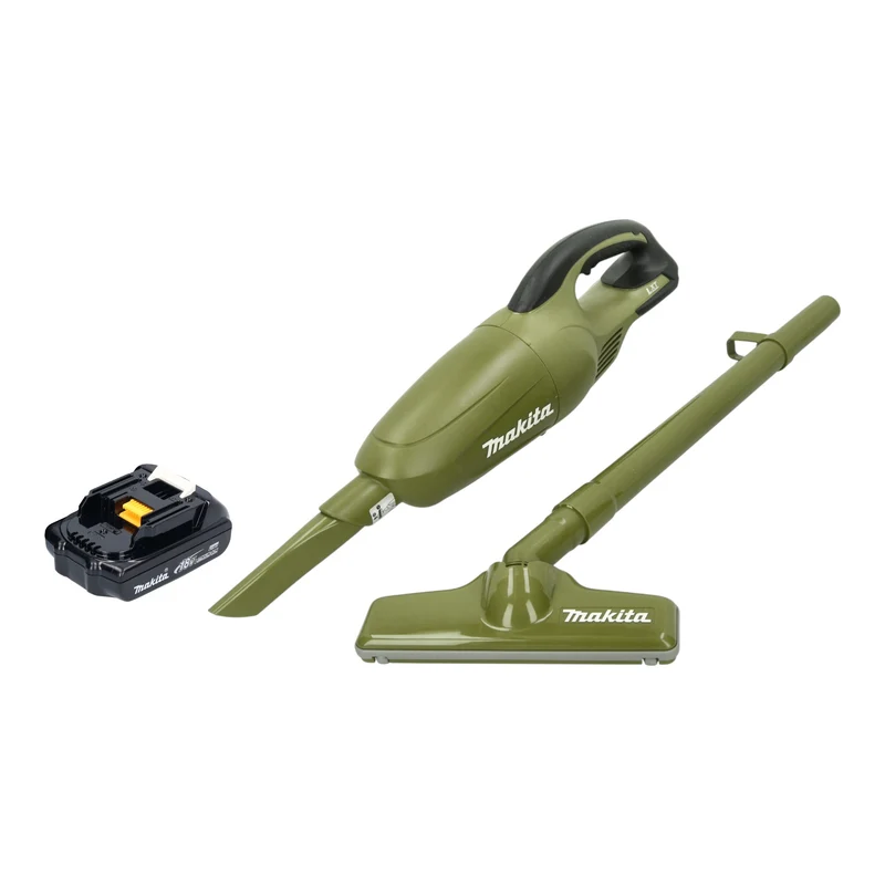 Makita DCL 180 YO Aspirateur sans fil 18 V 0,65 l Olive Outdoor Adventure Serie + 1x batterie 1,5 Ah - sans chargeur