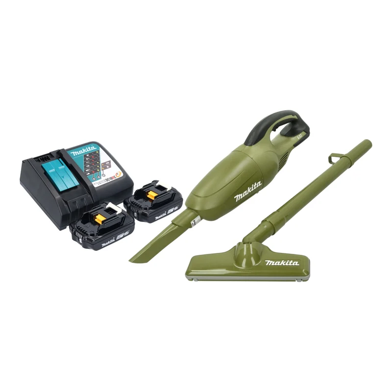 Makita DCL 180 RA2O Aspirateur sans fil 18 V 0,65 l Olive Outdoor Adventure Serie + 2x batterie 2,0 Ah + chargeur