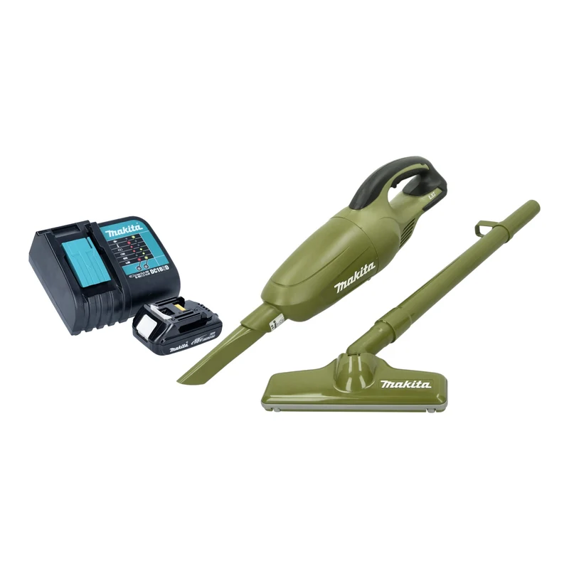 Makita DCL 180 SYO Aspirateur à batterie 18 V 0,65 l Olive Outdoor Adventure Serie + 1x batterie 1,5 Ah + chargeur