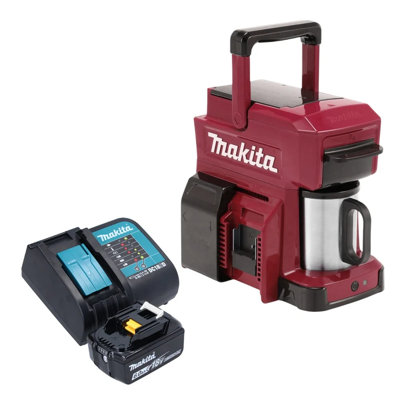 Makita DCM 501 SGAR Cafetière sans fil 12 V maxi / 18 V rouge + 1x batterie 6,0 Ah + chargeur