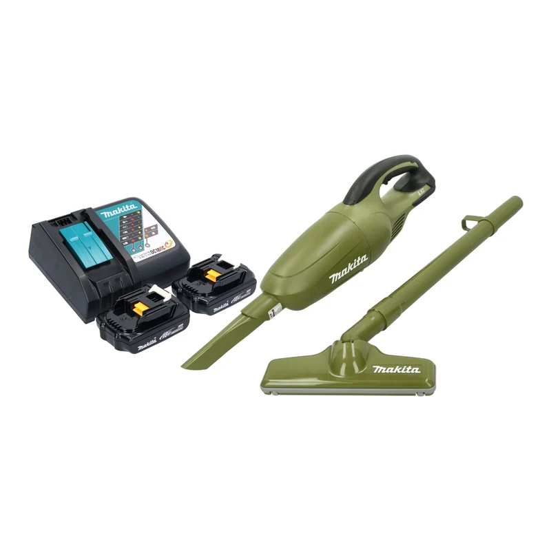 Makita DCL 180 RY2O Aspirateur à batterie 18 V 0,65 l Olive Outdoor Adventure Serie + 2x batterie 1,5 Ah + chargeur