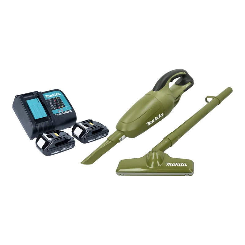 Makita DCL 180 SY2O Aspirateur à batterie 18 V 0,65 l Olive Outdoor Adventure Serie + 2x batterie 1,5 Ah + chargeur