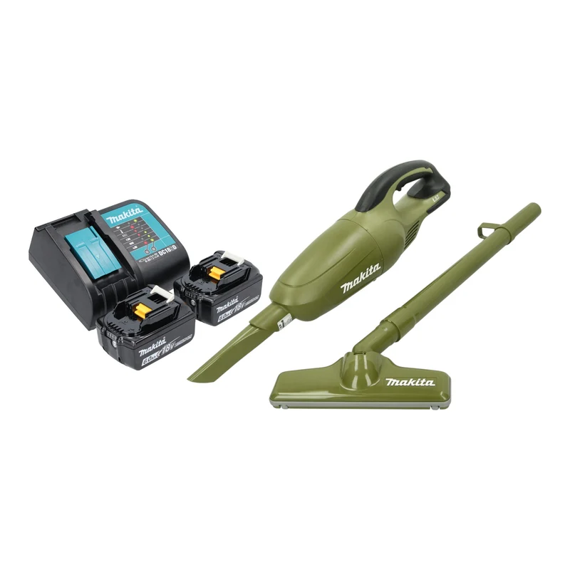 Makita DCL 180 SG2O Aspirateur à batterie 18 V 0,65 l Olive Outdoor Adventure Series + 2x batterie 6,0 Ah + chargeur