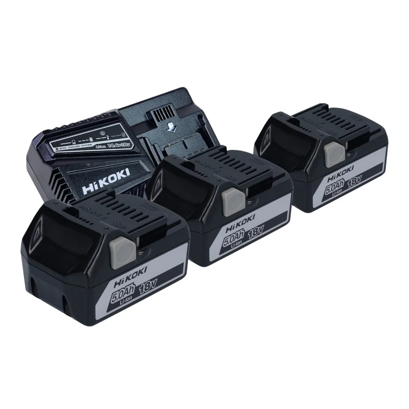 Hikoki Starter Set 3x BSL 1850 Akku 18 V 5,0 Ah Li-Ion + UC18YFSL Akku Ladegerät 14,4 V / 18 V / MultiVolt 3,5 A