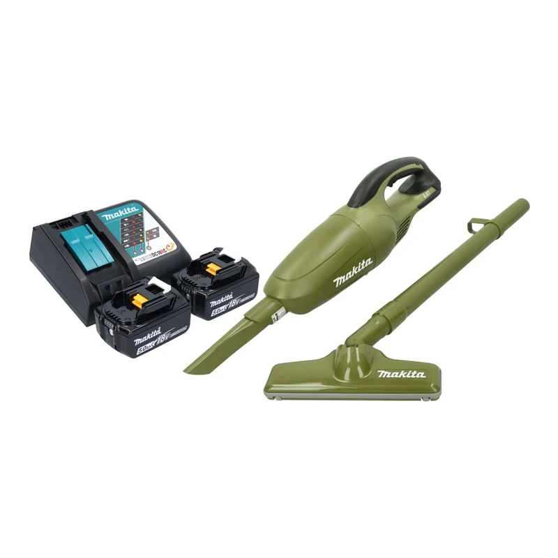 Makita DCL 180 RT2O Aspirateur à batterie 18 V 0,65 l Olive Outdoor Adventure Serie + 2x batterie 5,0 Ah + chargeur