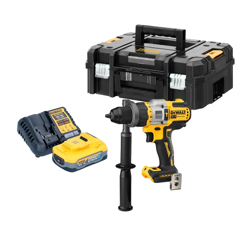 Perceuse à percussion sans fil DeWalt DCD 999 H1T 18 V 95 Nm sans balais + 1 batterie Powerstack 5,0 Ah + chargeur + TSTAK