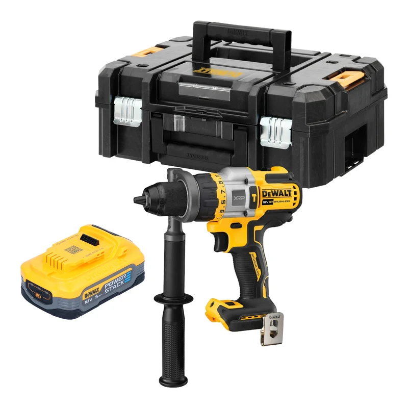 Perceuse à percussion sans fil DeWalt DCD 999 NT 18 V 95 Nm sans balai + 1x batterie Powerstack 5,0 Ah + TSTAK - sans chargeur