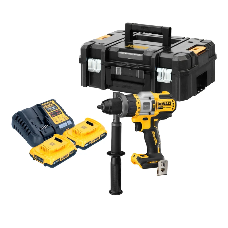 Perceuse à percussion sans fil DeWalt DCD 999 D2T 18 V 95 Nm sans balais + 2 batteries 2,0 Ah + chargeur + TSTAK