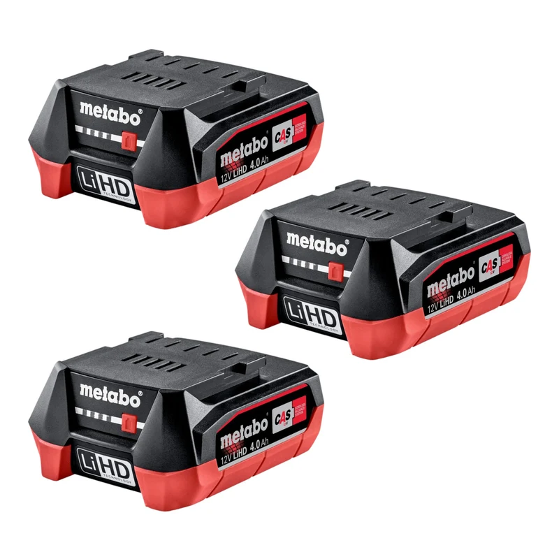 Metabo Jeu de batteries 3x LiHD Bloc de batteries 12 V 4,0 Ah / 4000 mAh Li-Ion avec indicateur de charge ( 3x 625349000 )
