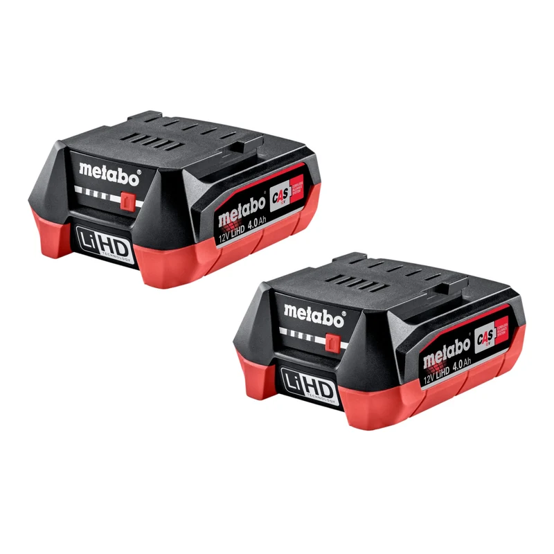 Metabo Jeu de batteries 2x LiHD Bloc de batteries 12 V 4,0 Ah / 4000 mAh Li-Ion avec indicateur de charge ( 2x 625349000 )