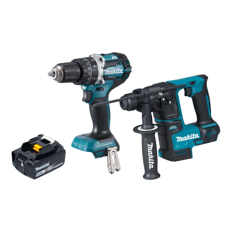 Makita DLX 2278 T1 Kit combiné batterie + perceuse-visseuse à percussion 54 Nm DHP 484 + marteau perforateur 1,2 J DHR 171 + 1x batterie 5,0 Ah - sans chargeur