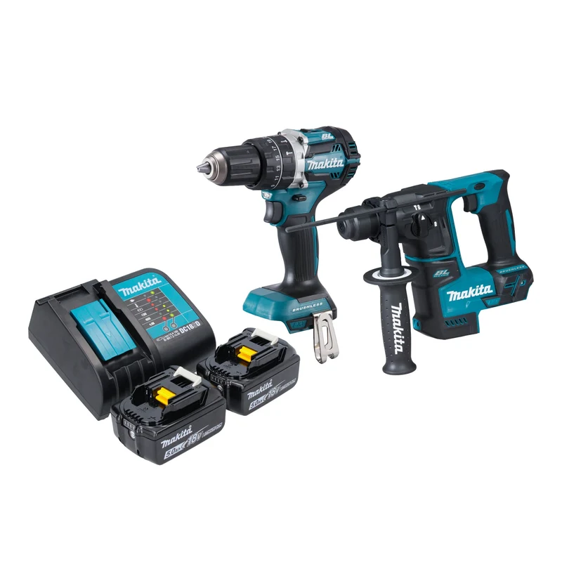 Makita DLX 2278 ST Kit combiné batterie + perceuse-visseuse à percussion 54 Nm DHP 484 + marteau perforateur 1,2 J DHR 171 + 2x batterie 5,0 Ah + chargeur de batterie