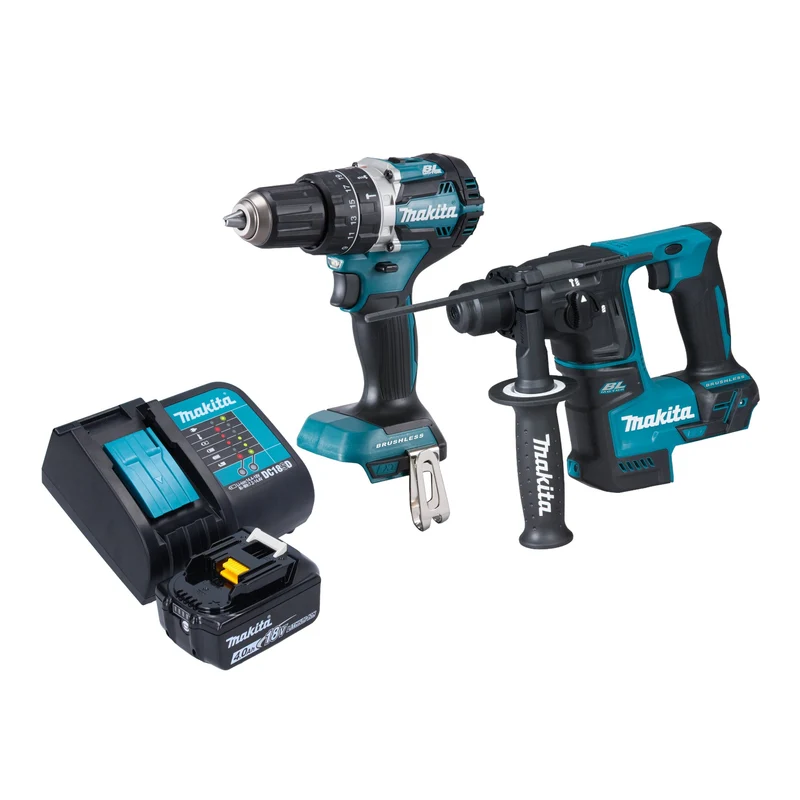Makita DLX 2278 SM1 Kit combiné batterie + perceuse-visseuse à percussion 54 Nm DHP 484 + marteau perforateur 1,2 J DHR 171 + 1x batterie 4,0 Ah + chargeur