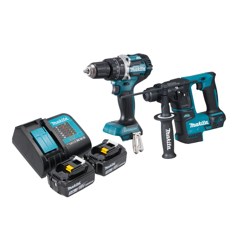 Makita DLX 2278 SF Kit combiné batterie + perceuse-visseuse à percussion 54 Nm DHP 484 + marteau perforateur 1,2 J DHR 171 + 2x batterie 3,0 Ah + chargeur de batterie