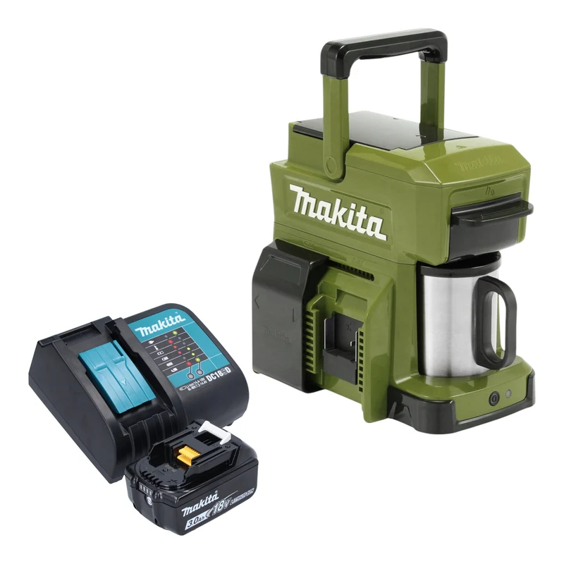 Makita DCM 501 SFO Cafetière sans fil 12 V maxi / 18 V Olive - Outdoor Adventure Edition + 1x batterie 3,0 Ah + chargeur