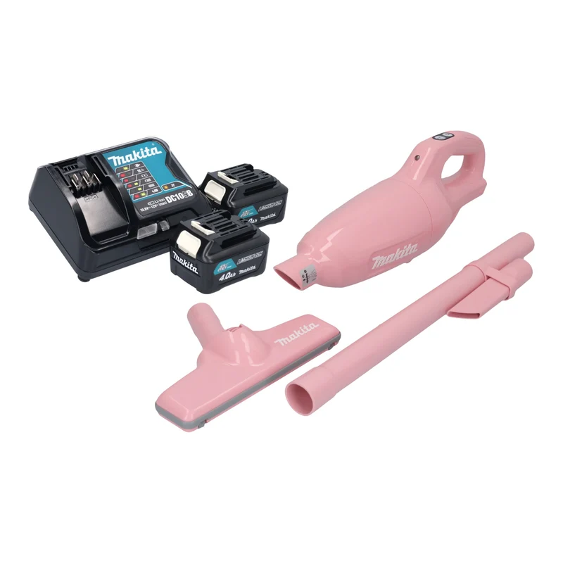 Makita CL 108 FDSMP Aspirateur à batterie 12 V max. 0,6 L rose + 2x batterie 4,0 Ah + chargeur