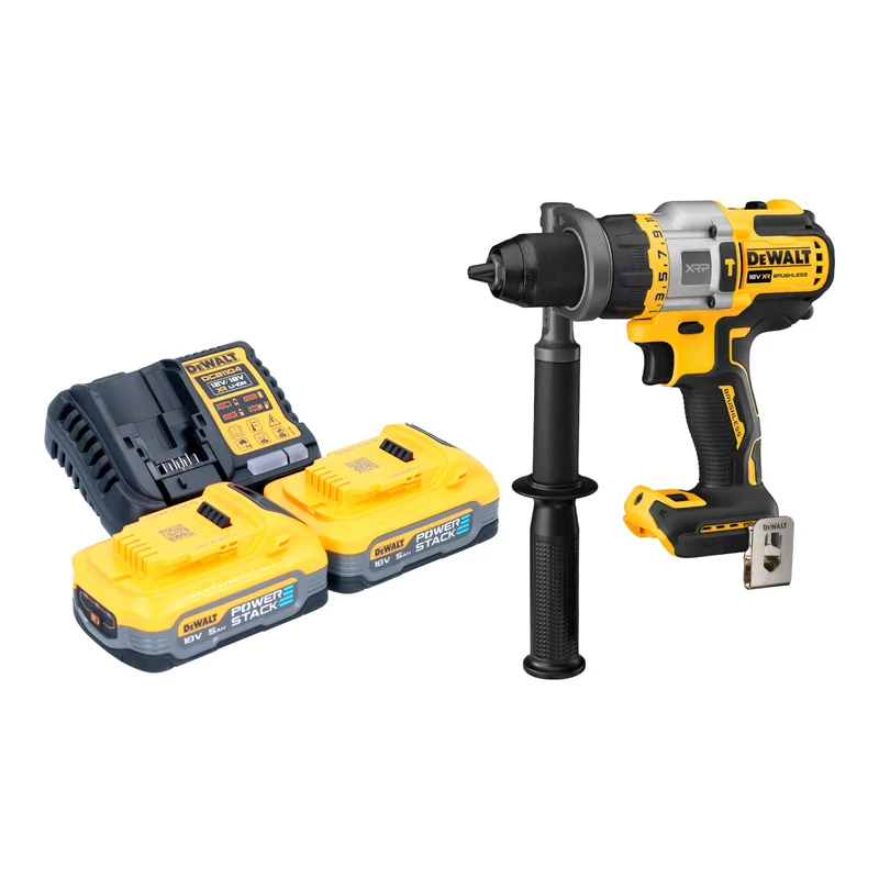 Perceuse à percussion sans fil DeWalt DCD 999 H2 18 V 95 Nm sans balais + 2 batteries Powerstack 5,0 Ah + chargeur