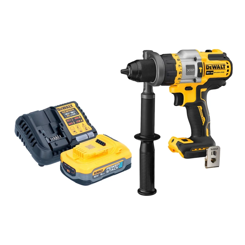 DeWalt DCD 999 H1 Perceuse-visseuse à percussion sans fil 18 V 95 Nm Brushless + 1x batterie Powerstack 5,0 Ah + chargeur