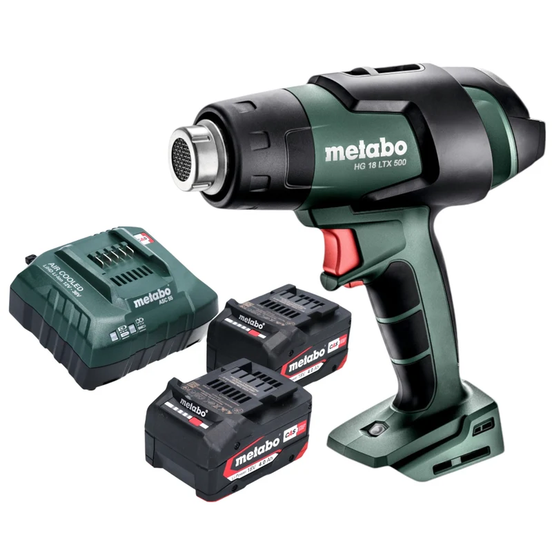 Metabo HG 18 LTX 500 Bloc batterie 18 V 300 / 500 C + 2x batterie 4,0 Ah + chargeur