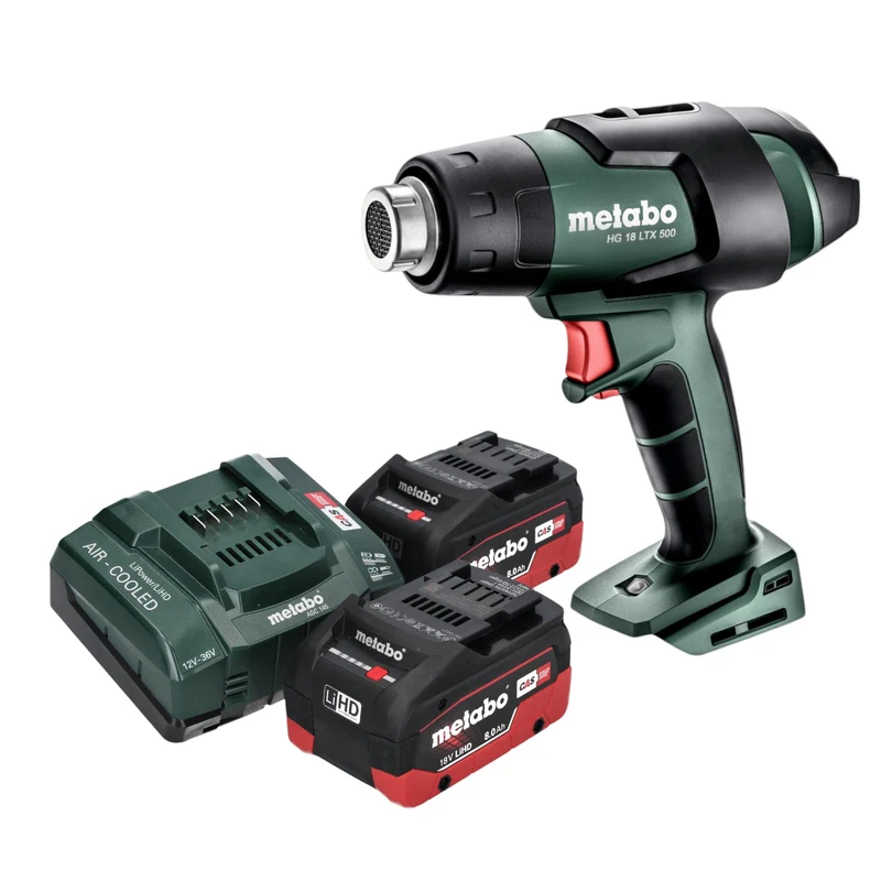 Metabo HG 18 LTX 500 Bloc batterie 18 V 300 / 500 C + 2x batterie LiHD 8,0 Ah + chargeur