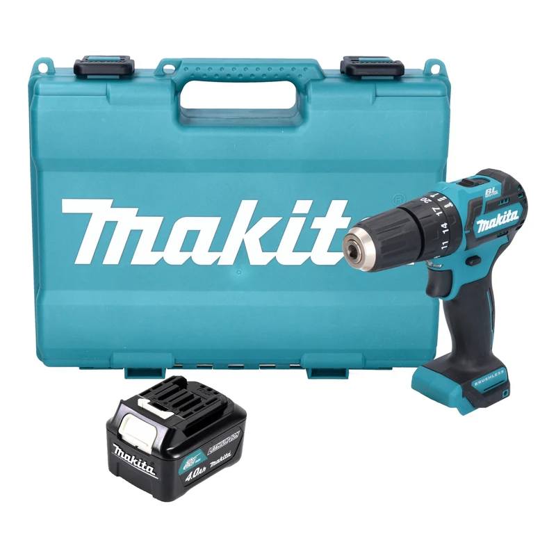Makita HP 332 DM1E Perceuse-visseuse à percussion sans fil 12 V max. 35 Nm Brushless + 1x batterie 4,0 Ah + coffret - sans chargeur