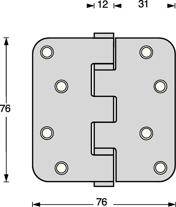 Intersteel charnière de porte à roulement à billes ( 3000255607 ) acier inoxydable arrondi mat broche extractible