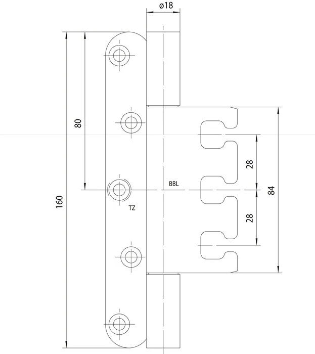 Paumelle Simonswerk VARIANT VX 7939 ( 3000700118 ) inox brossé mat 160 kg portes à recouvrement