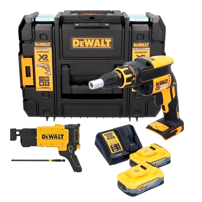 DeWalt DCF 620 H2T Visseuse pour cloisons sèches sans fil 18 V 30 Nm Brushless + 2x Powerstack batterie 5,0 Ah + chargeur + TSTAK