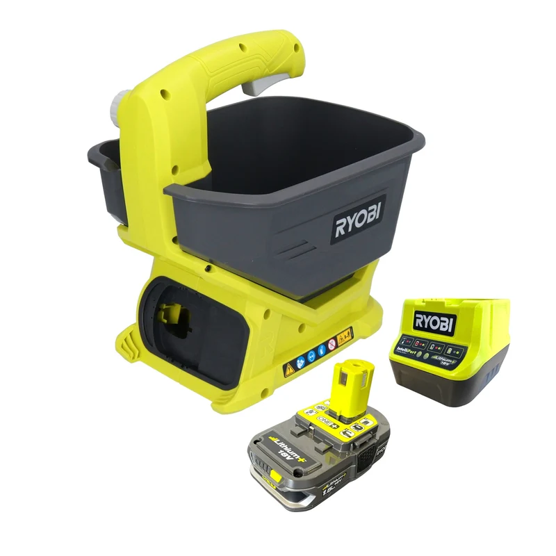 RYOBI OSS1800-115 Batterie 18 V ONE+ pour épandeur universel largeur d'épandage 2,5 - 3,5 m + 1x batterie 1,5 Ah + chargeur