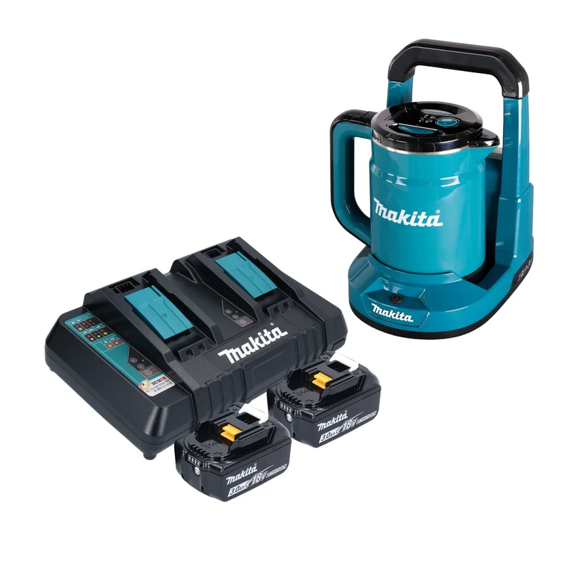 Makita DKT 360 PF2 Bouilloire sans fil 36 V ( 2x 18 V ) 0,8 L + 2x batterie 3,0 Ah + chargeur double