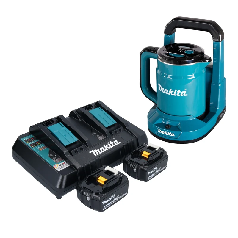 Makita DKT 360 PM2 Bouilloire sans fil 36 V ( 2x 18 V ) 0,8 L + 2x batterie 4,0 Ah + chargeur double