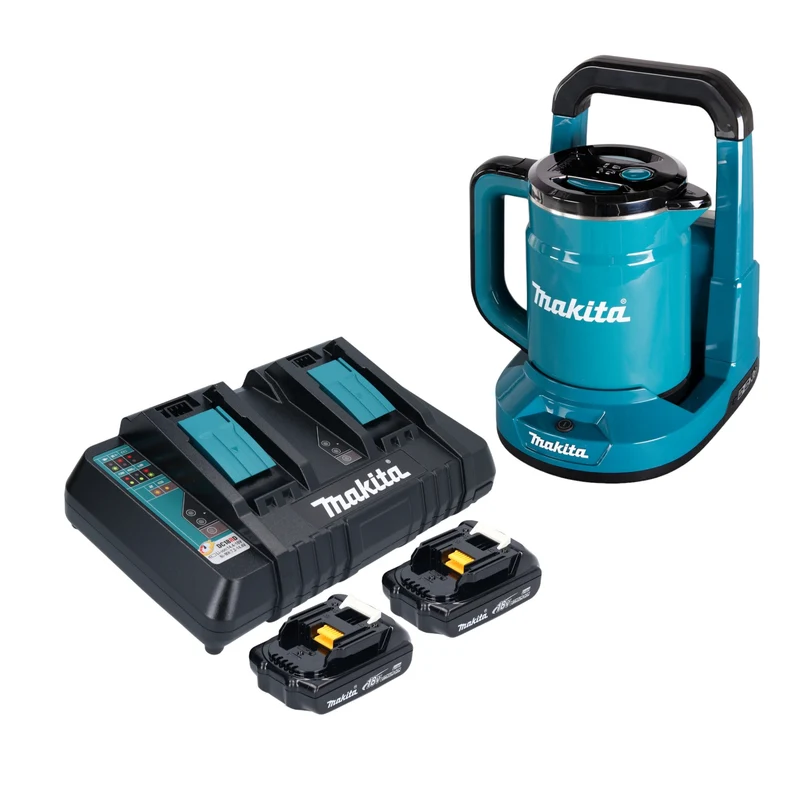 Makita DKT 360 PY2 Bouilloire sans fil 36 V ( 2x 18 V ) 0,8 L + 2x batterie 1,5 Ah + chargeur double