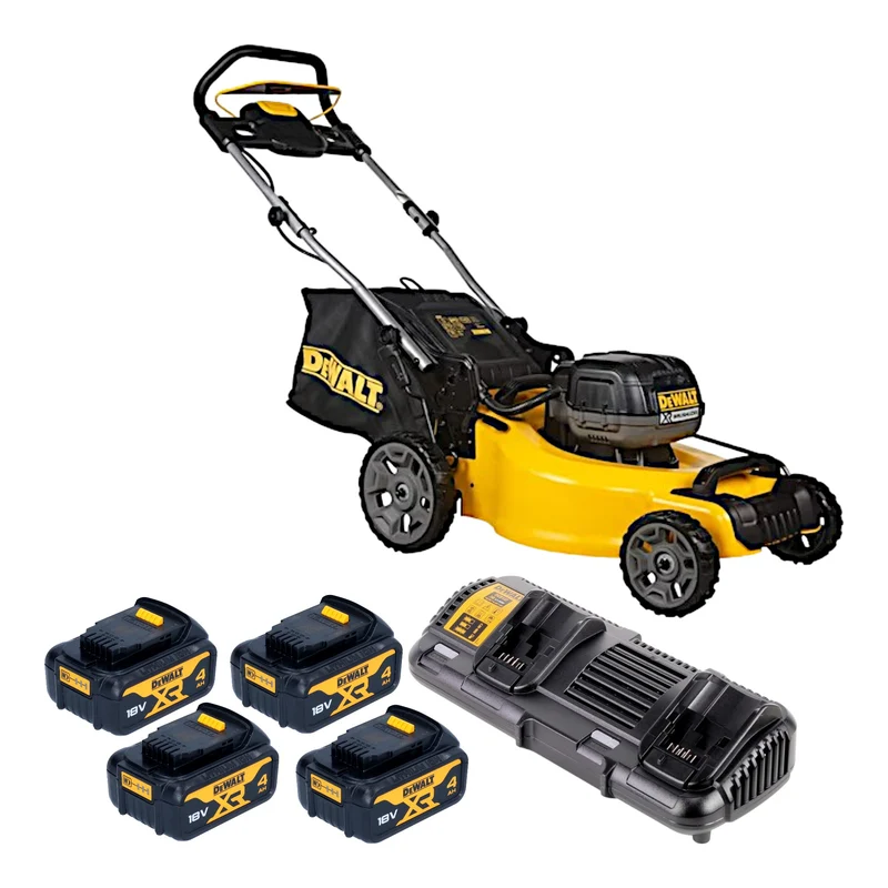 Tondeuse à gazon sans fil DeWalt DCMW 564 M4 36 V (2x 18 V) 48 cm sans balais + 4x batterie 4,0 Ah + chargeur