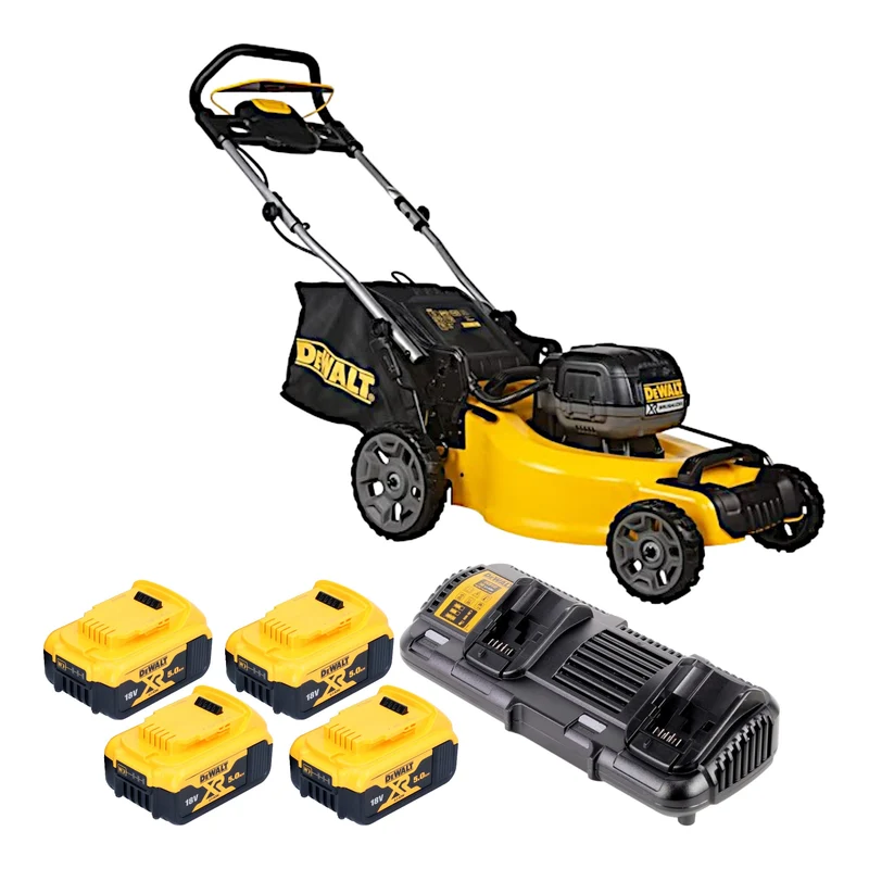 Tondeuse à gazon à batterie DeWalt DCMW 564 P4 36 V (2x 18 V) 48 cm sans balais + 4x batterie 5,0 Ah + chargeur