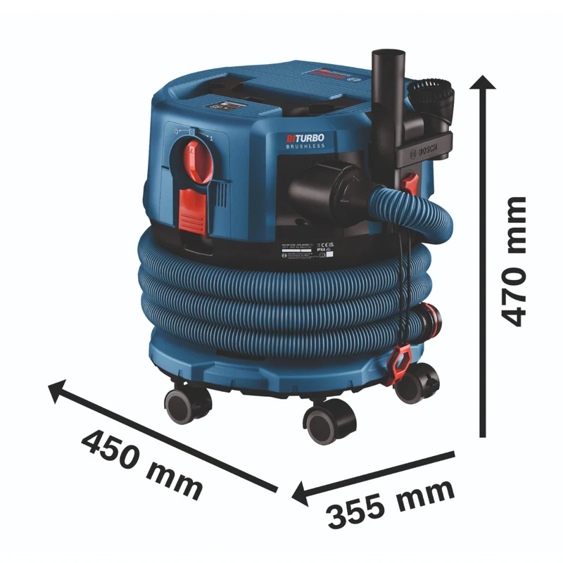 Bosch GAS 18V-12 MC Professional Aspirateur sans fil BITURBO Brushless ( 06019K2000 ) + accessoires - sans batterie, sans chargeur