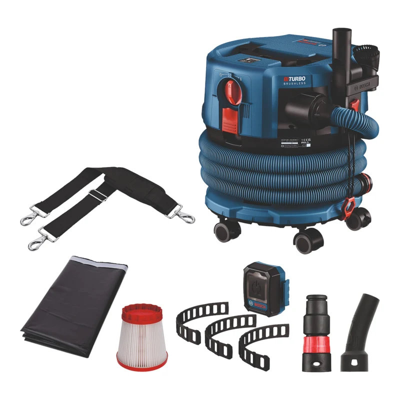Bosch GAS 18V-12 MC Professional Aspirateur sans fil BITURBO Brushless + 2x batterie ProCore 4,0 Ah + chargeur + accessoires