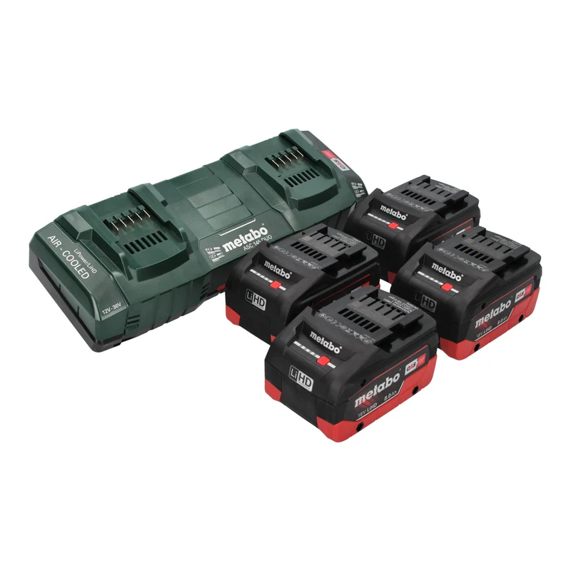Metabo AS 36 18 L 20 PC Aspirateur eau et poussières sans fil 36 V ( 2x 18 V ) 20 L + 4x batterie LiHD 8,0 Ah + chargeur double