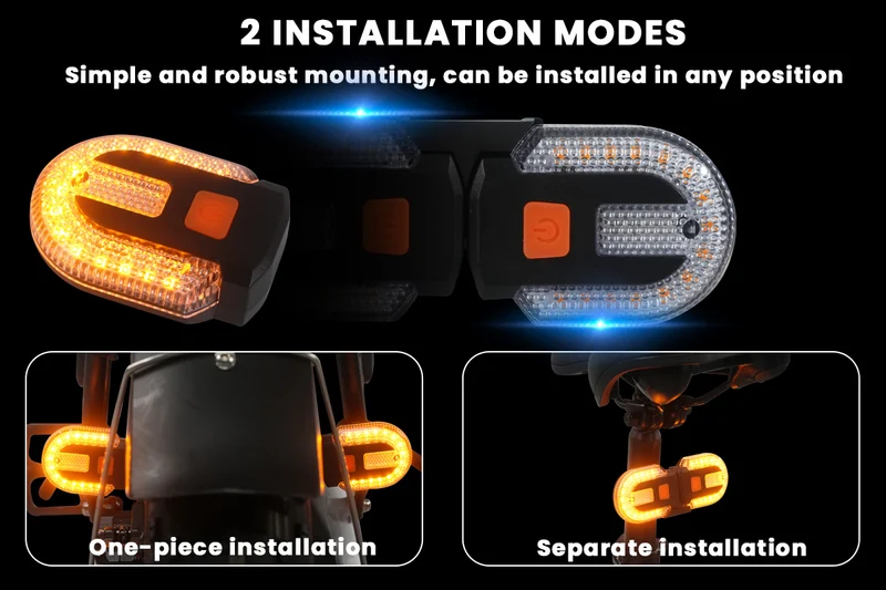 Bike Detachable Tail Light with Turn Signals Wireless Remote Control