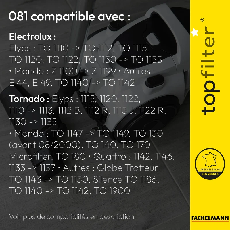 Sac TopFilter PREMIUM 64821 Electrolux Tornado
